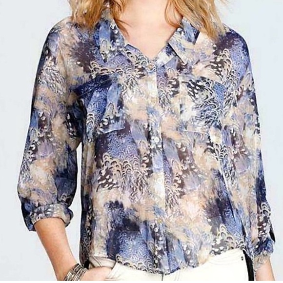Free People Tops - Free People Easy Rider Sheer Chiffon Button Down No Size Tag